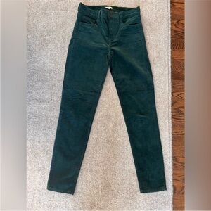 J. Crew Women's Dark Green Skinny Jeans velvet emerald verde stretch 25